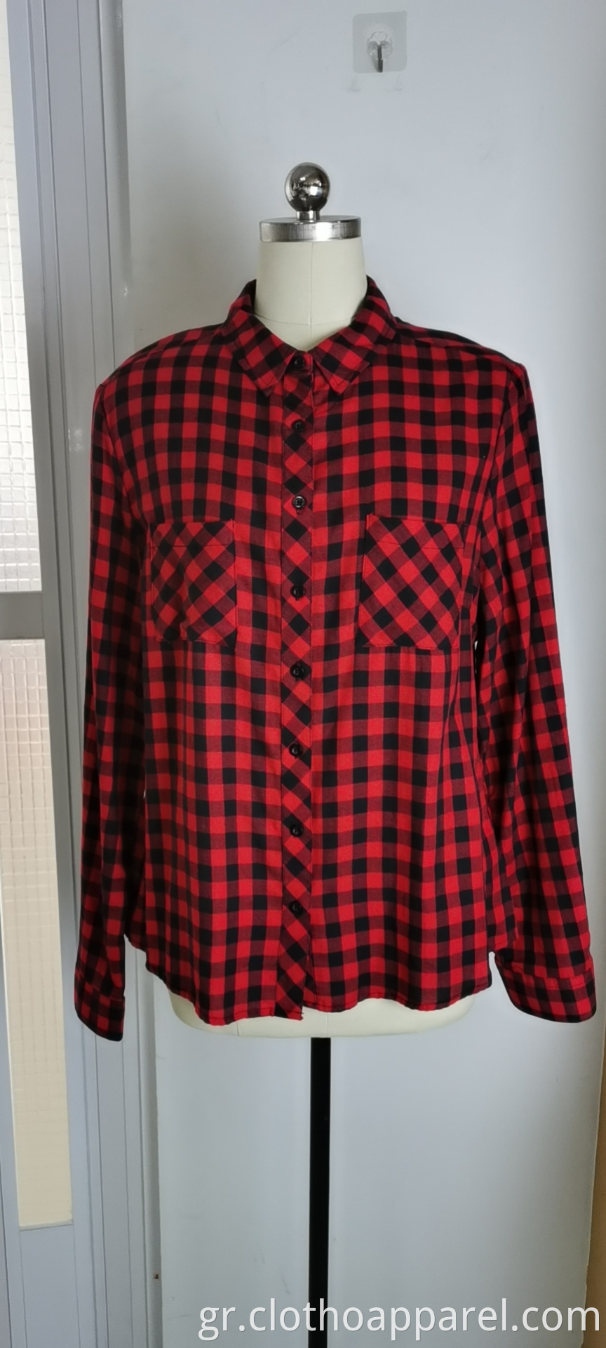 Wholesale Ladies Red And Black Checked Shirts